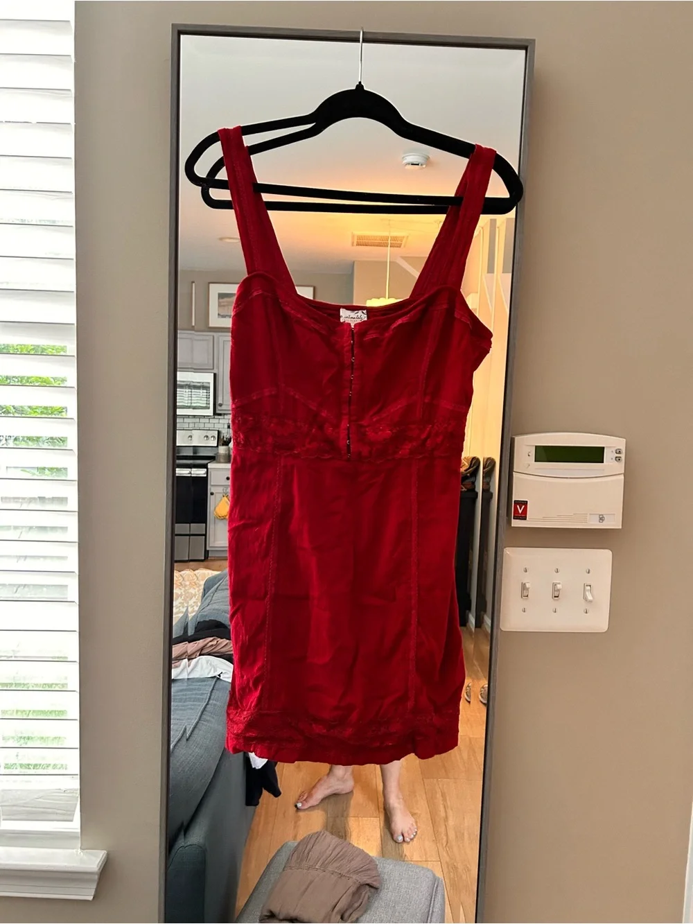 Free People Lacy Me Up Bodycon Dress Red Medium - Picture 2 of 6
